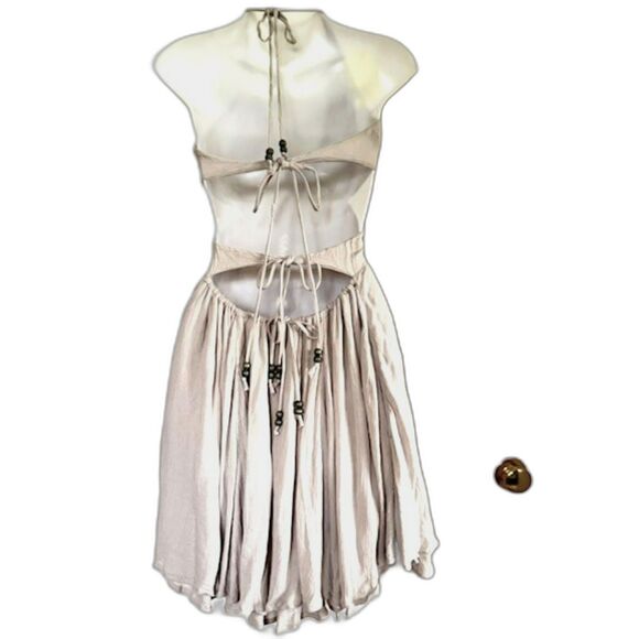 FREE PEOPLE LILLIE ENDLESS SUMMER GAUZY MINI BEACH HALTER DRESS SIZE L FESTIVAL - Picture 12 of 14